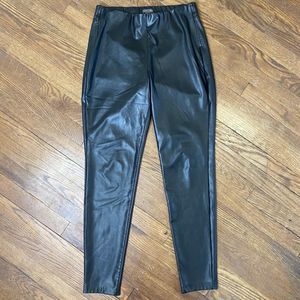 Vince Camuto Women's Faux Leather Skinny Pants M High Rise Stretch Pull On Black